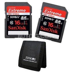 2x 16GB Sandisk Extreme (30MB/s) SDHC Memory Cards + Pouch $46.99