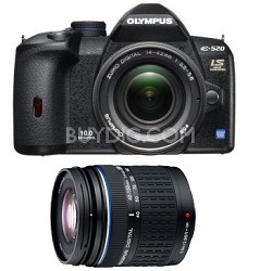7FBBF9786F4842B6987618BAA2F5DD95 Olympus E 520 10MP Black SLR Digital Camera Kit w/14 42mm & 40 150mm Lenses w/ 4GB CF Card   $479 Shipped