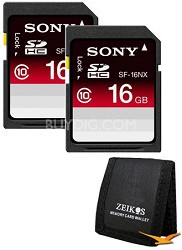 Sony 16 GB Secure Digital High Capacity (SDHC) Memory Card - Class 10 - 2 Pack