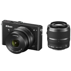 Nikon 1 J4 Mirrorless Digital Camera with 10-30mm and 30-110mm Lenses - Black
