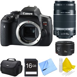 Canon EOS Rebel T6i Digital SLR Camera Body with 55-250mm and 50mm Lens Bundle