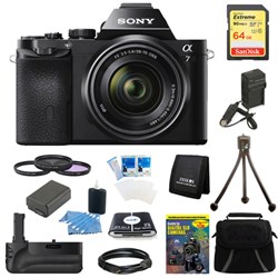 Sony Alpha 7K a7K Digital Camera 64 GB SDXC Card, Filter Kit, and Battery Grip Bundle
