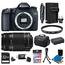 Canon EOS 70D 20.2 MP CMOS (APS-C) Digital SLR Camera Body And 55-250MMIS 32GB Bundle