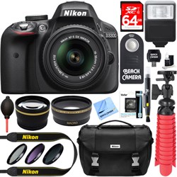 Nikon D3300 DSLR 24.2 MP HD 1080p Camera with 18-55mm Lens + Accessory Bundle (Black) Nikon D3300 DSLR 24.2 MP HD 1080p Camera with 18-55mm Lens + Accessory Bundle (Black)
