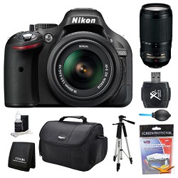 Nikon D5200 DX-Format Digital SLR Camera 18-55mm and 70-300mm AF-S VR Lens Kit