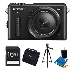 Nikon 1 AW1 14.2MP Waterproof Shockproof Digital Camera w/ AW 11-27.5mm Black Kit