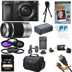 Sony Alpha a6000 24.3MP Camera with 16-50 and SEL 55-210 Lenses 32GB Kit