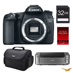 Canon EOS 70D DSLR Camera (Body) , 32GB, Printer Bundle