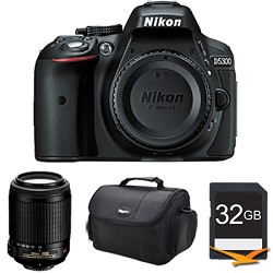 Nikon D5300 DX-Format 24.2 MP DSLR Body (Black) with 55-200mm VR Lens Bundle