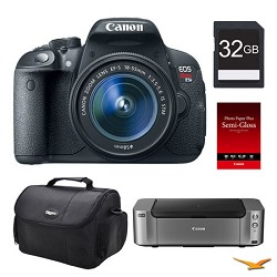 Canon EOS T5i DSLR Camera 18-55mm Lens, 32GB, Printer Bundle