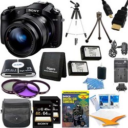 Sony Cyber-shot DSC-RX10 Digital Camera and 2 64 GB SDHC Cards and 2 Batteries Bundle