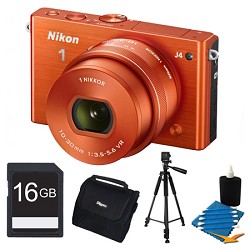 Nikon 1 J4 Mirrorless Digital Camera with 10-30mm Lens Orange Kit