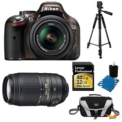 Nikon D5200 DX-Format Bronze 32 GB SLR Camera with 18-55mm and 55-300mm VR Lens Bundle