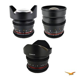 Rokinon Nikon 3 Cine Lens Kit (14mm T3.1, 24mm T1.5, 8mm T3.8)