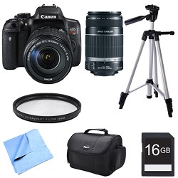 Canon EOS Rebel T6i Digital SLR Camera w\/ 18-135mm and 55-250mm Telephoto Lens Bundle Canon EOS Rebel T6i Digital SLR Camera w\/ 18-135mm and 55-250mm Telephoto Lens Bundle