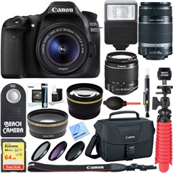 Canon EOS 80D CMOS DSLR Camera 18-55mm & 55-250mm Dual Lens Bundle & Accessory Kit