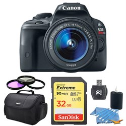 Canon EOS Rebel SL1 18MP SLR Digital Camera w/ 18-55mm IS STM 32GB Lexar Card Bundle