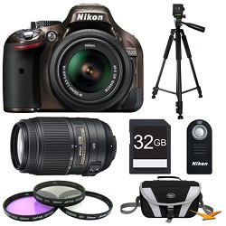 Nikon D5200 Bronze 32 GB SLR Camera with 18-55mm & 55-300mm VR Lens and Filters Bundle