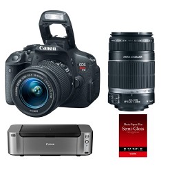 Canon EOS Rebel T5i DSLR w\/ 18-55 & 55-250 STM Lenses + Pro 100 Printer & Paper