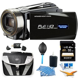 Bell and Howell HD 16 MP Infrared Night Vision Camcorder - Black (DNV16HDZ-BK) Plus 32 GB Bundle