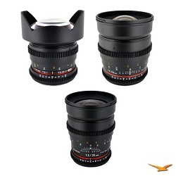 Rokinon Sony Alpha 3 Cine Lens Kit (14mm T3.1, 24mm T1.5, 35mm T1.5)