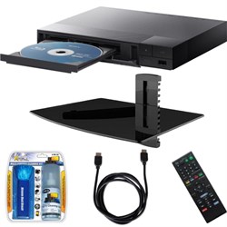 Sony BDP-S3700 Wi-Fi Streaming Blu-ray Disc Player w\/ Glass Shelf + Accessory Bundle
