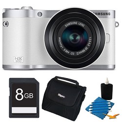 Samsung NX300 20.3 MP Digital Camera White 8GB Kit
