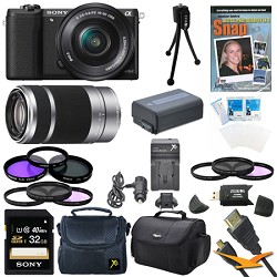 Sony a5100 Mirrorless Camera w/ 16-50mm and 55-210mm Zoom Lens Black Bundle