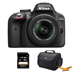 Nikon D3300 DSLR 24.2 MP HD 1080p Camera with 18-55mm Lens Black Kit