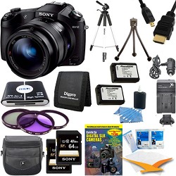 Sony Cyber-shot DSC-RX10 Digital Camera and 2 64 GB SDXC Cards and 2 Batteries Bundle