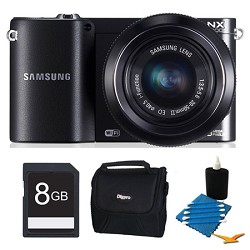 Samsung NX1100 20.3MP Black Smart Digital Camera with 20-50mm Lens 8GB Bundle
