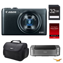 Canon PowerShot S120 Digital Camera, 32GB, Printer Bundle