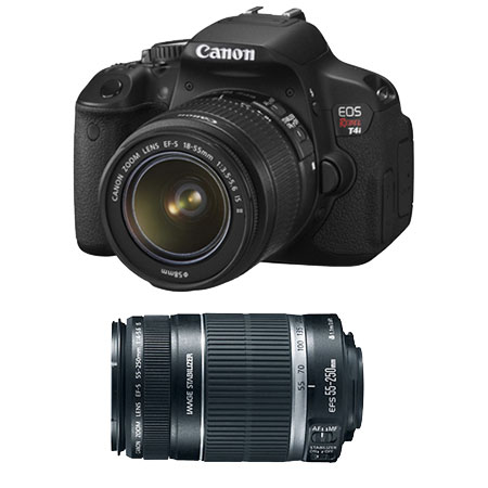 Canon EOS Digital Rebel T4i 18MP SLR Camera with 18-55mm & 55-250mm lenses
