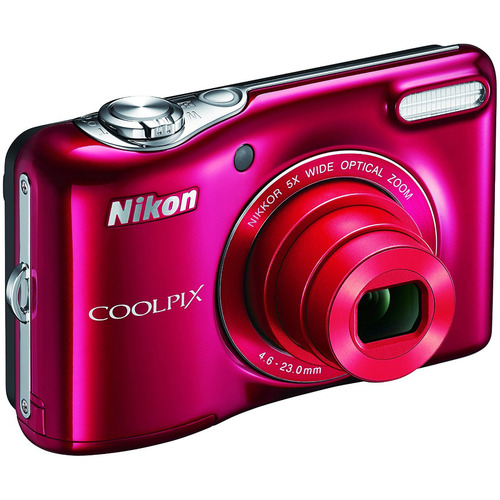 Nikon L32 20.1MP 720P HD Video w/ 5X Zoom Digital Camera (Red) Refurbished