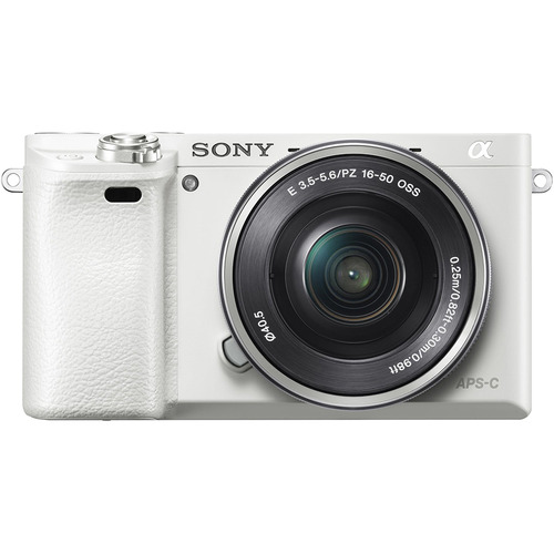 Sony Alpha a6000 White with 16-50mm Power Zoom Lens - Refurbished w/ 1 Year Warranty