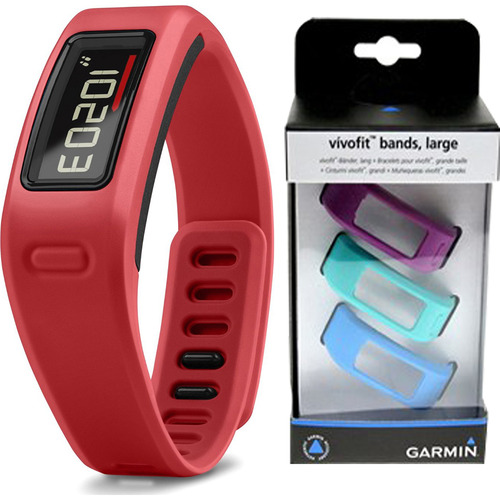 Garmin Vivofit Fitness Band Bundle with Heart Rate Monitor (Red) (010-01225-38)