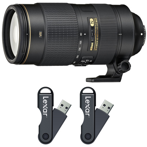 Nikon AF-S NIKKOR 80-400mm f.4.5-5.6G ED VR Lens 64GB USB Flash Drive 2-Pack Bundle