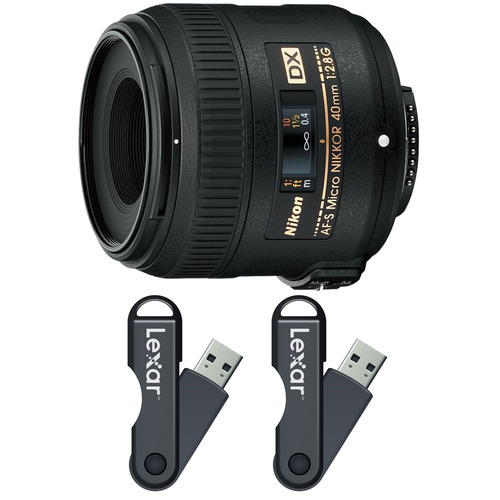 Nikon AF-S DX Micro-NIKKOR 40mm f/2.8G Lens 64GB USB Flash Drive 2-Pack Bundle