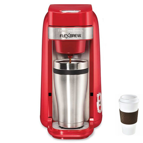 Hamilton Beach Single-Serve Coffee Maker, FlexBrew Red - 49960 + Copco To Go Cup Bundle