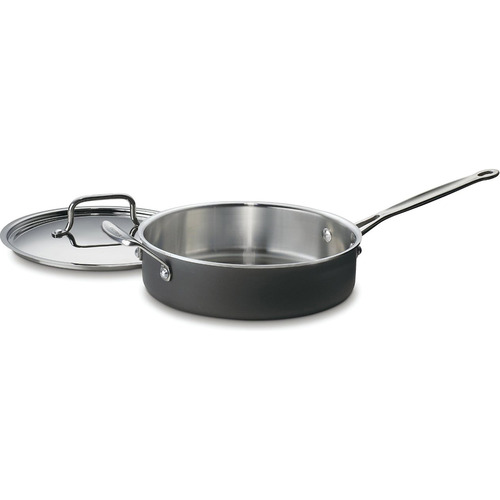 Cuisinart MultiClad Unlimited Saute Pan with Helper and Cover, 3-Quart, Black