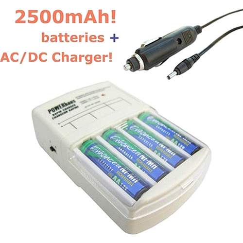 Powerhaus Rapid AC/DC Charger with four AA 2500mAh NiMH Batteries