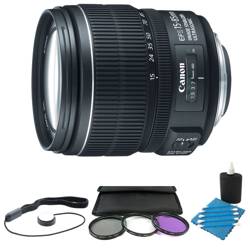 Canon EF-S 15-85mm f/3.5-5.6 IS USM Standard Zoom Lens W/ 72mm Filter & Accy Kit