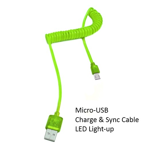 Xit Micro USB Cable with LED Light - Green