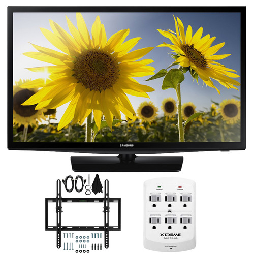 Samsung UN24H4500 24-inch HD 720p Smart LED TV CMR 120 Plus Tilt Mount & Hook-Up Bundle