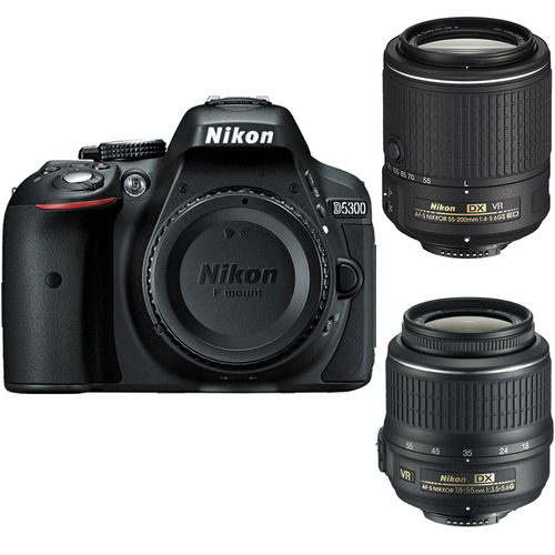 Nikon D5300 DX-Format DSLR Camera with 18-55mm & 55-200mm VR II Lenses - Refurbished