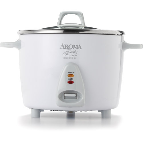 Aroma Professional 14 Cup Simply Stainless Pot Style Rice Cooker - White