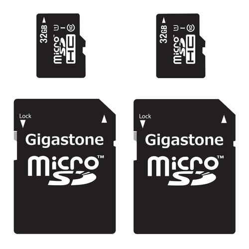 Gigastone 2-Pack - 32GB Class 10 U1 MicroSD Memory card with SD Adapter - 64GB Total