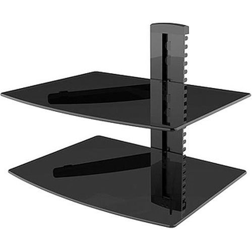 Stanley Double Glass Media Shelf for TV Components - ADS-200