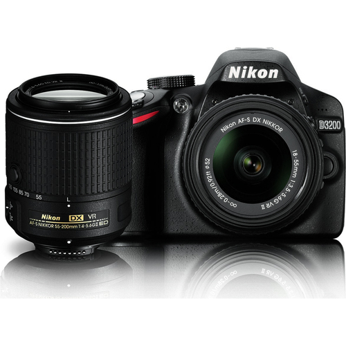 Nikon D3200 24.2 MP DSLR Dual VR II Lens Kit with 18-55mm and 55-200mm Lenses