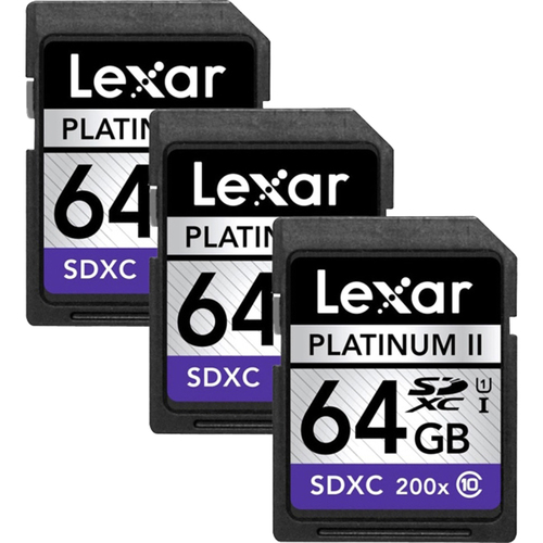 Lexar 64GB Platinum II SD/SDHC 200x Memory Card - 3-Pack 192GB Total (LSD64GBSBNA200)